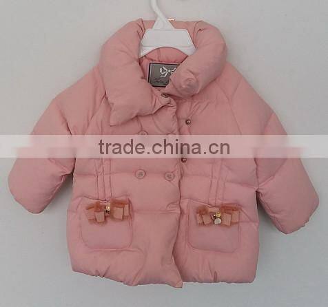2016 winter baby girl pink color cotton padded coat