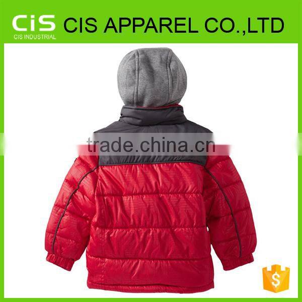 Kids down jacket with hoodies readymade garment wholesale