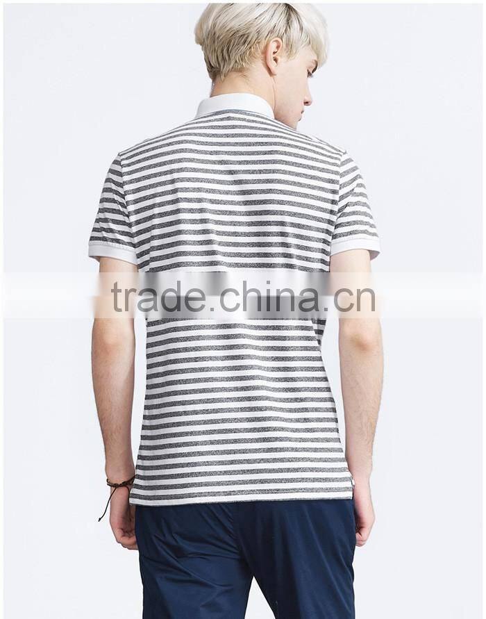 Stripe chest embroidery 100% cotton polo t-shirt