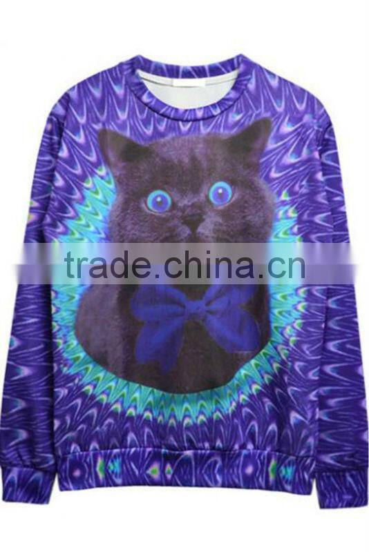 dazzling cat sweatshirt for ladies long sleeve