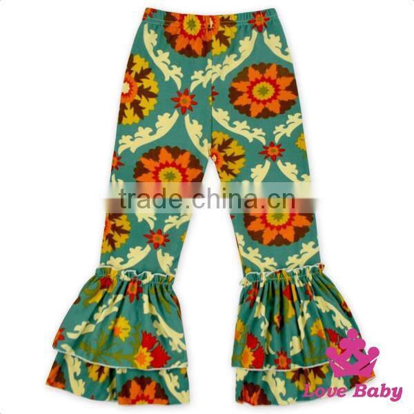 Fancy Wear Printed Pattern Two Layers icing Wholesale Girls Ruffle Pants