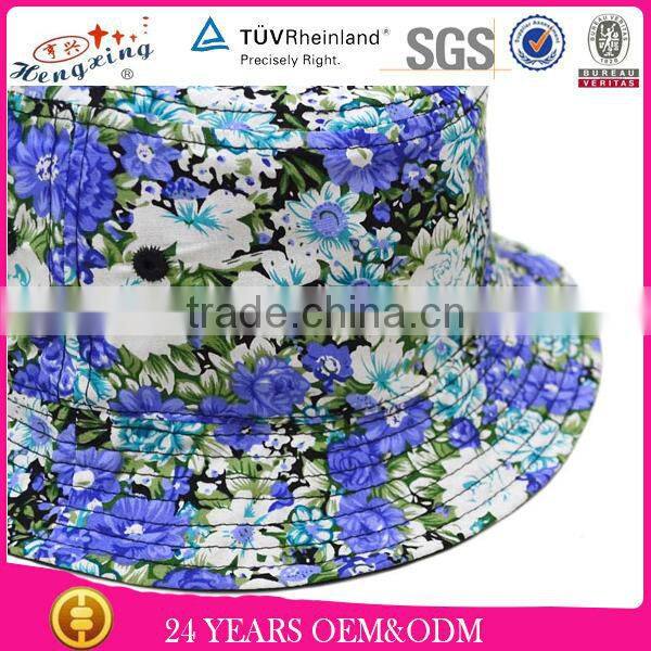 2015 New Style Design Your Own Cheap Custom Bucket Hat Made Two-sides Floral Print Bucket Hat