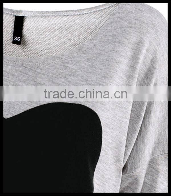 fashion new design european style love pattern girl long sleeve baggy t-shirt