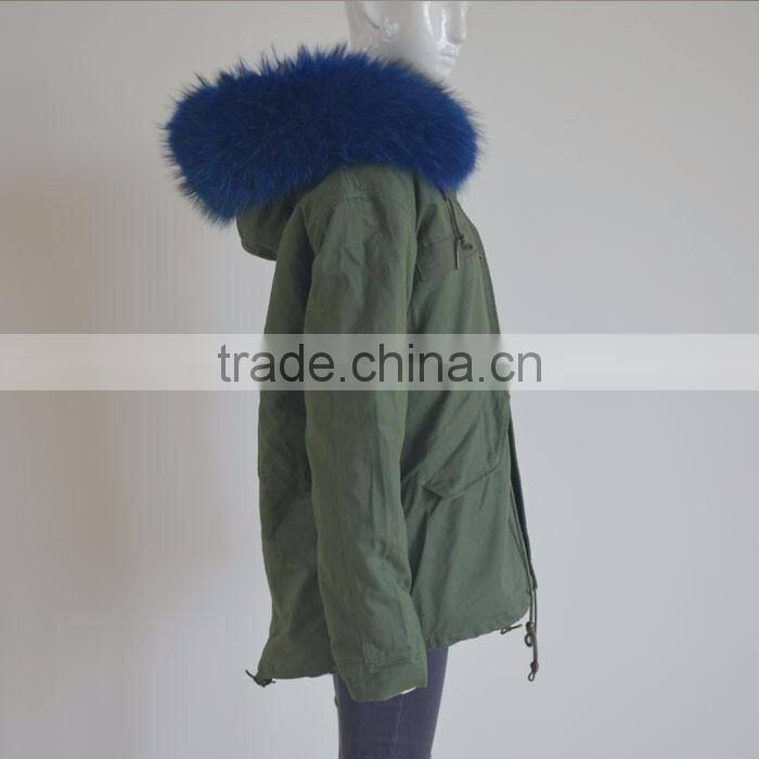 Myfur High Quality Removable Faux Fur Lining Matched Color Raccoon Fur Hood