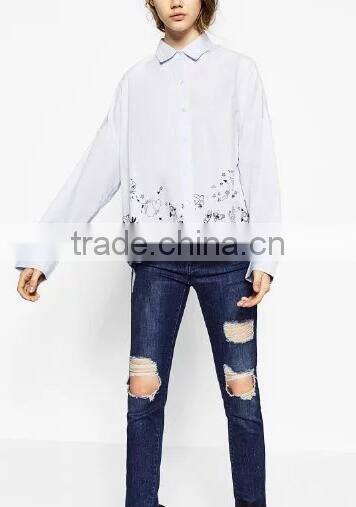 Runwaylover EY2387B Ladies 2017 Long Sleeve Label Printed Blouse