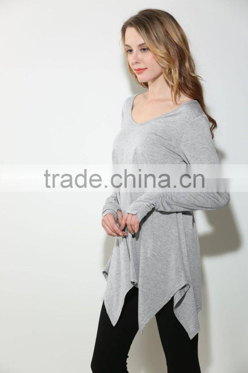 Fashion Women's Sexy Fashion Loose Tops Long Sleeve V Neck Casual Blouse For Sale