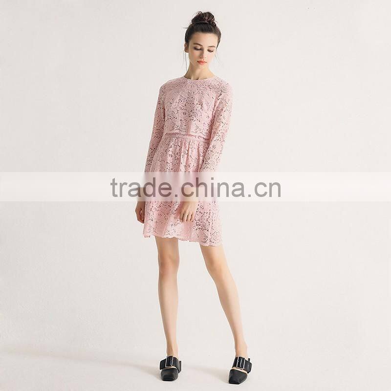 guangzhou china The new fashion lace dress temperament cultivate one's morality show thin long-sleeved skirt