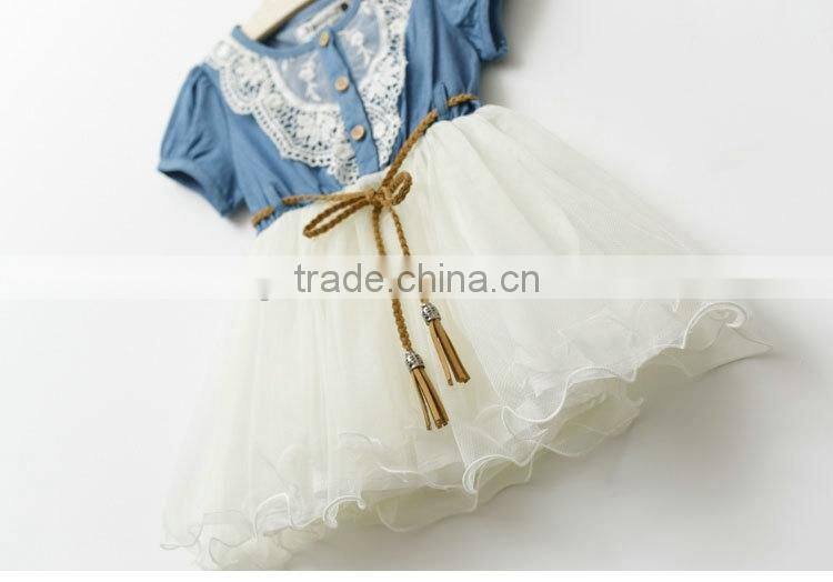 Wholesale toddler little girls denim and lace cowgirl tutu dress M5042008
