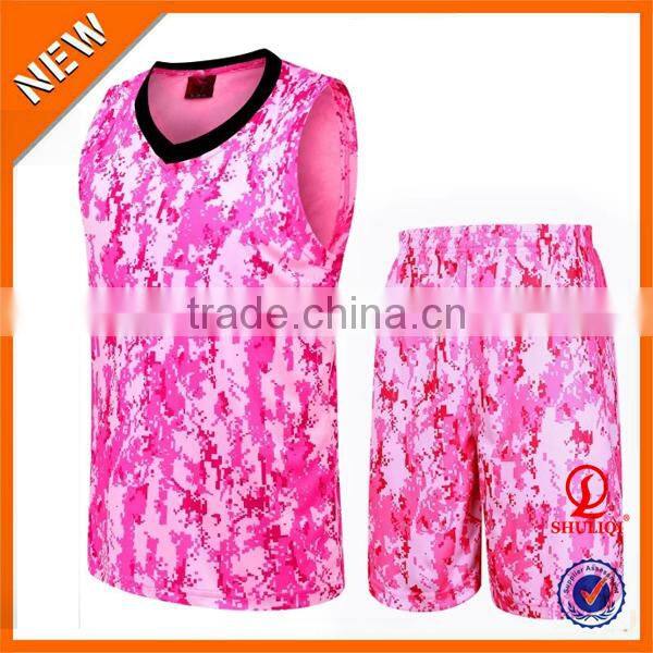 New arrival camo basketball uniform,bule basketball jersey design 2016 H-832