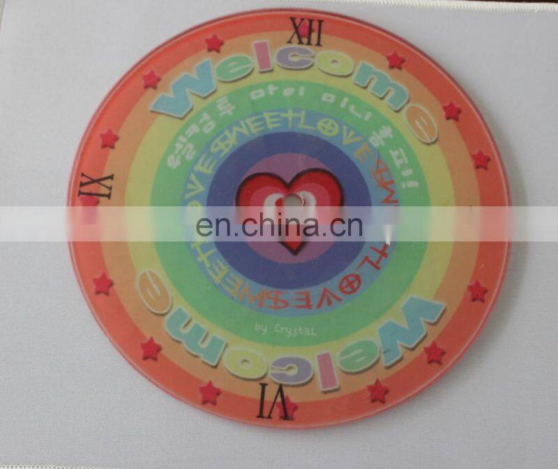 Sublimation round shape blank smooth surface tempered glass clock face