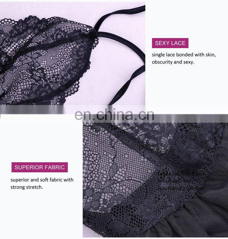 China Supplier Fitness Young Lady Black Sexy Bedroom Wear Nighty Lingerie