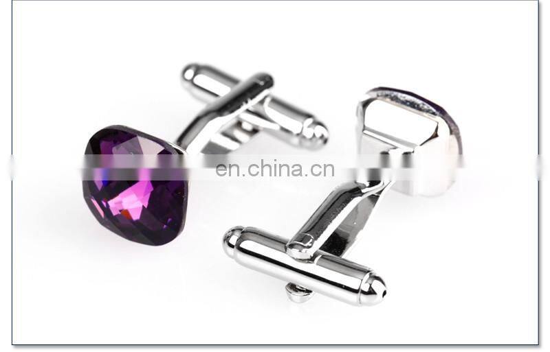 Simple Deluxe Purple Rhinestone Jewelry Unisex Shirt Cufflinks Brand