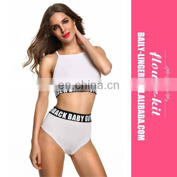 Black White Abstract Sexy Print Bikini Women High Waisted Bandeau Swimsuit