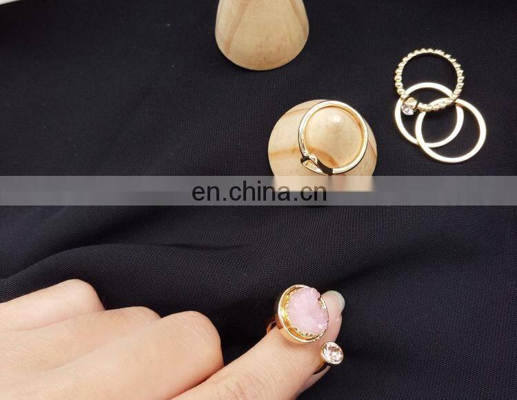 5PCS/Set Fashion Jewelry Special Pink Stone Rings For Women Knuckle Joint Ring Set