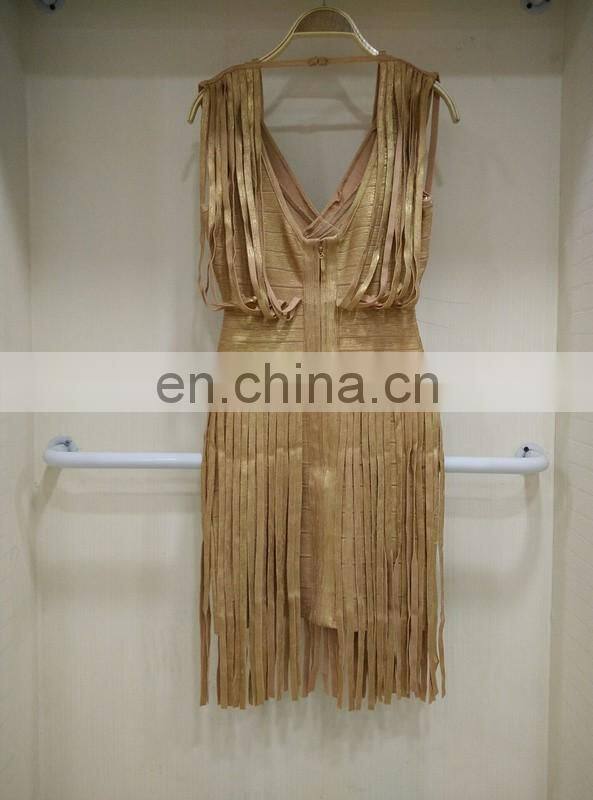 Amigo 2017 Summer Bandage golden print Fringe Rayon Spande Sey Women Summer Bandage Dress