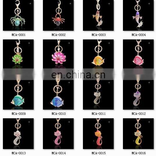 Fashion Crystal rhinestone beads mini toad keychain MCA-0312