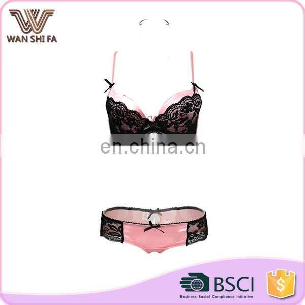 Customized colors lace printed breathable good sale female bra panty