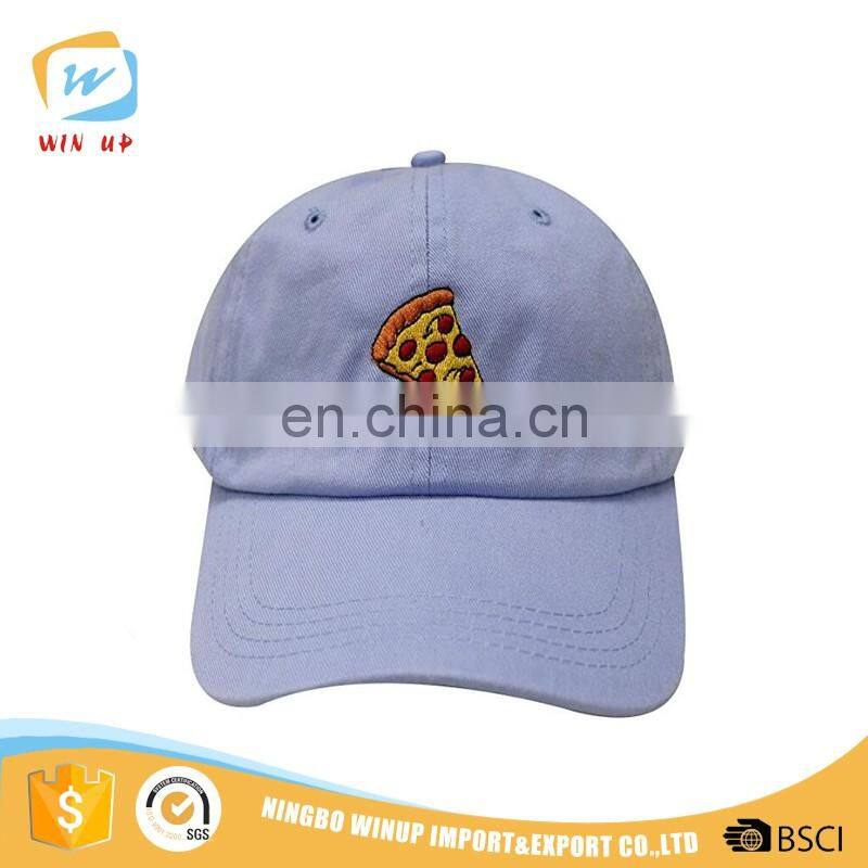 WINUP cutom design pizza embroidery logo metal clasp baseball cap