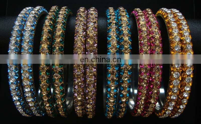 Crystal rhinestone jewelry handmade brass bangle manufacturer, rhinestone jewellery bangle exporter