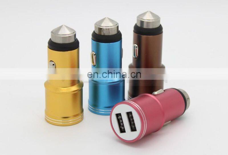 Dual USB Port Alloy Skin 5V 3A Auto Lighter Power Source Mobile Travel Charger