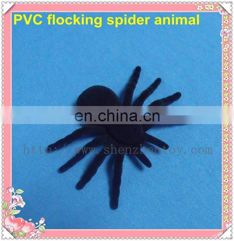 Black PVC flocking spider toy