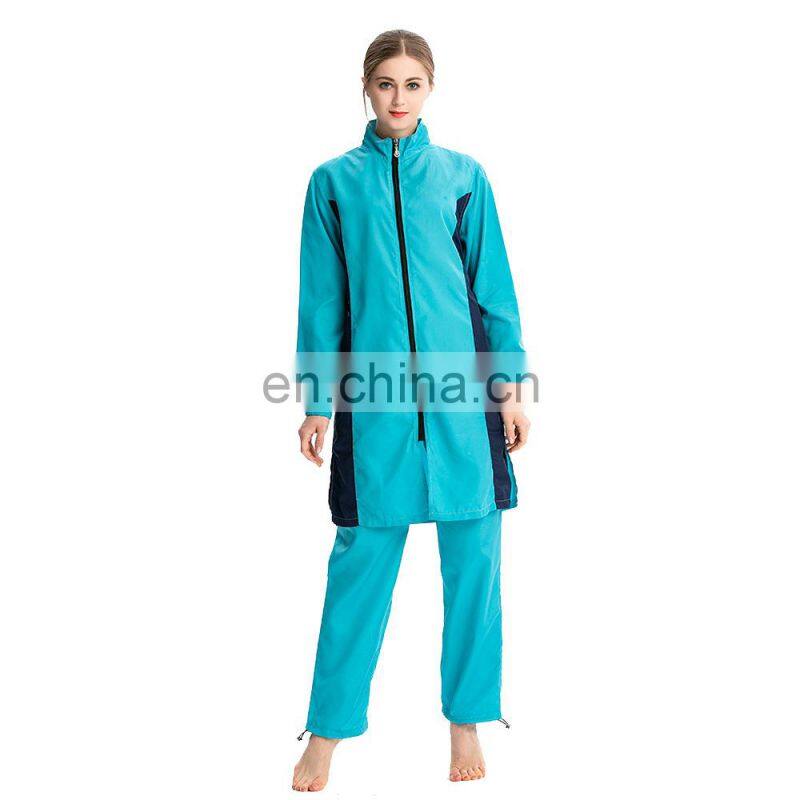 Islamic swimwear Women swim wear Summer Female 3pcs zipper Clothing Sets with hoodie Islamic Clothing bathsuit 5Colors & 5Size