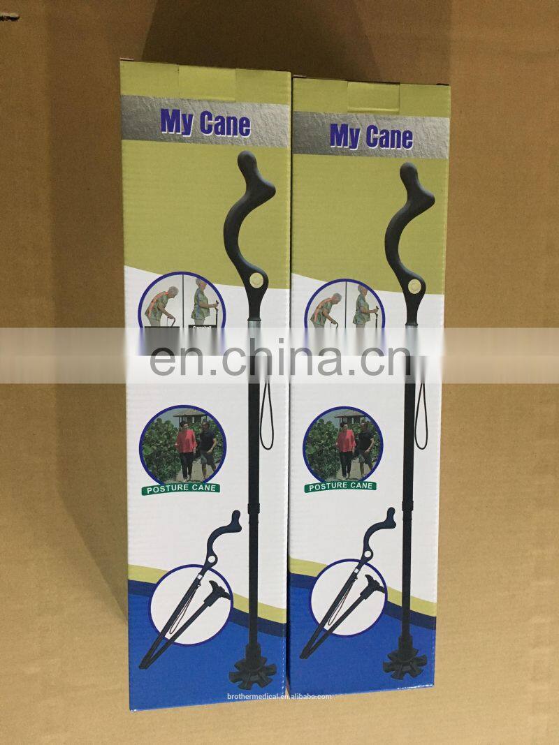 Buit-In LED Light Walking Cane Free Standing Folding Walking Cane crutch