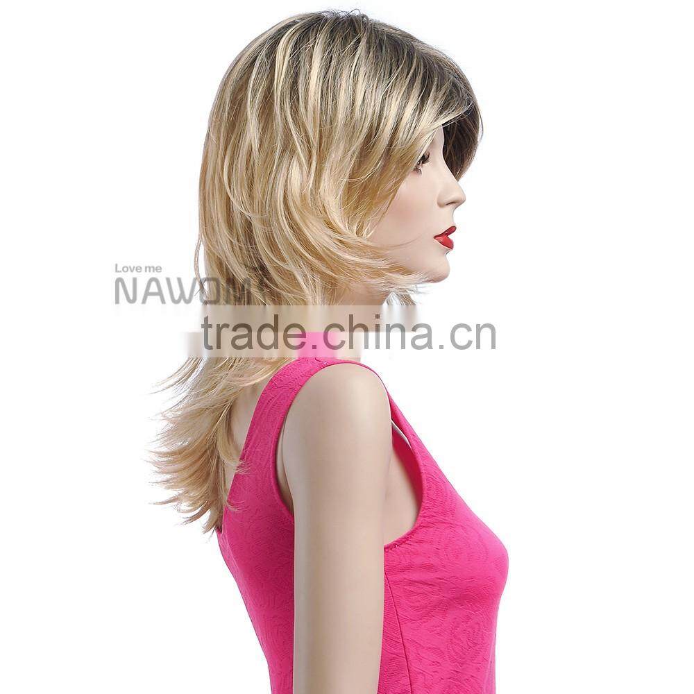 female straight inclined bang blending wig hair