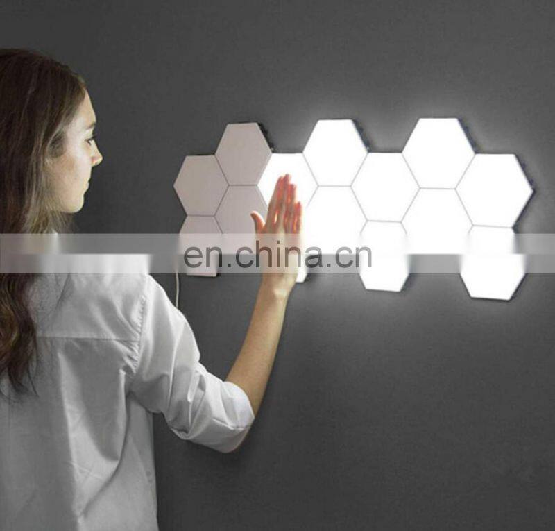 2020 amazon DIY hexagon light electronics touch sensor wall decorative hexagon honeycomb Quantum led modular light