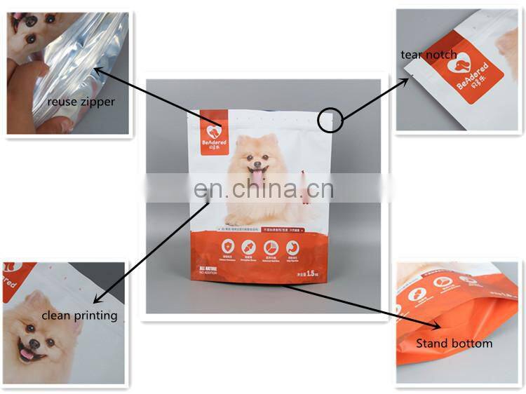 Custom print logo dog chew pet food pacakging bags for recycle zipper packet