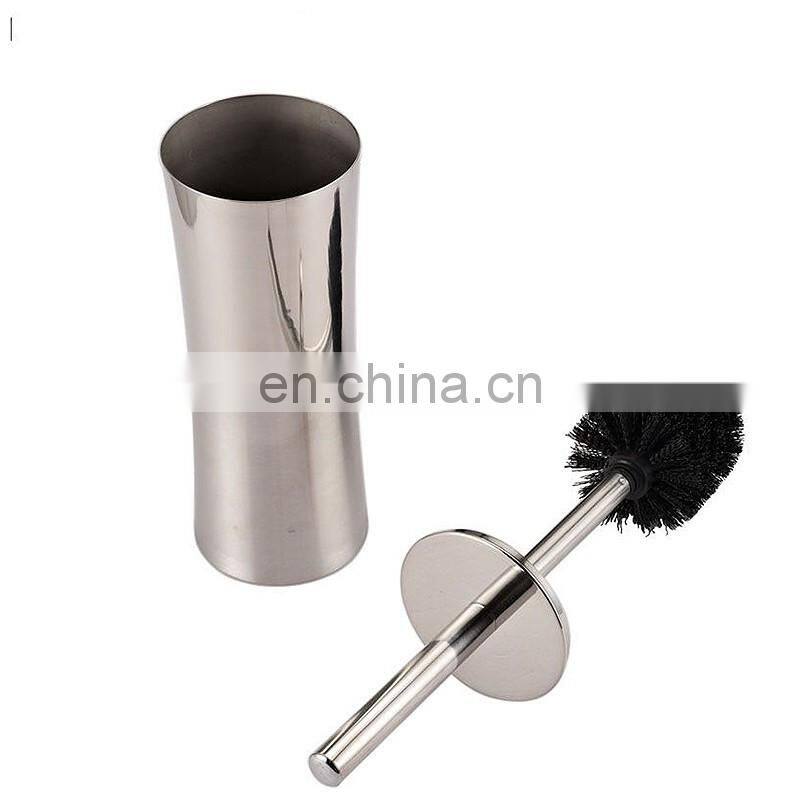 High quality simple design stainless steel cylindrical cleaning toilet brush with brush holder