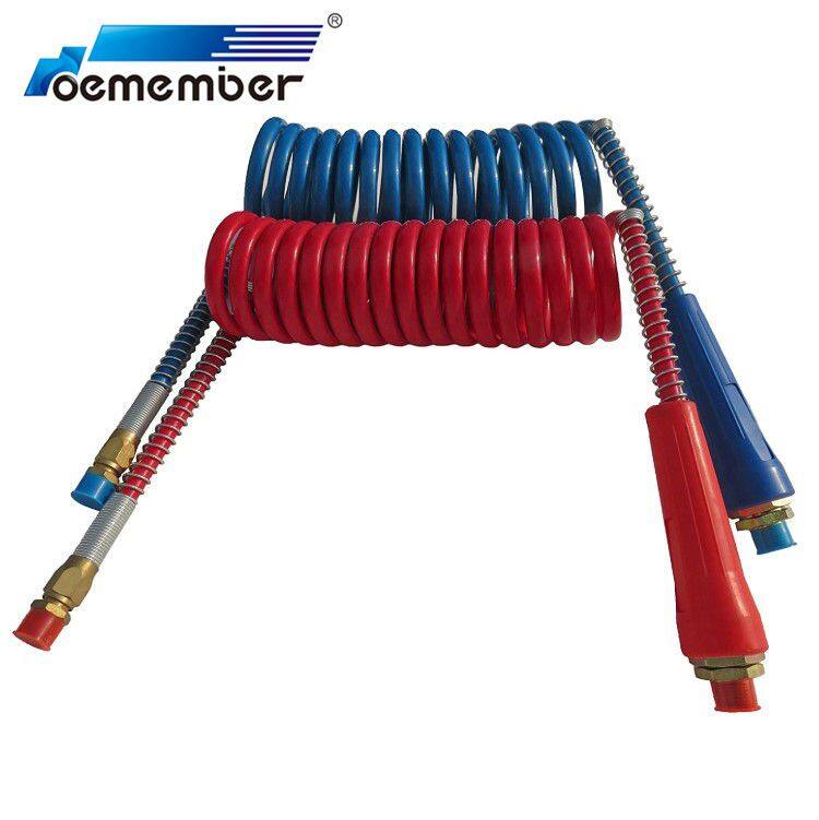 Heavy Duty Truck Brake Part 15" Red and Blue Coiled Nylon Air Line Hose Set