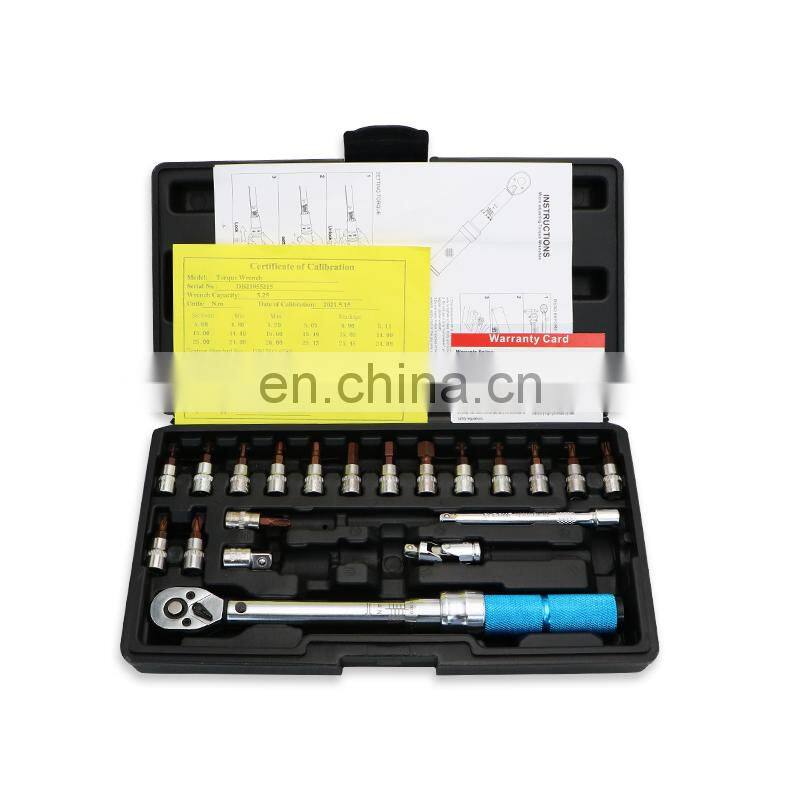 21pcs 1/4 inch 5-25Nm Adjustable Torque Wrench