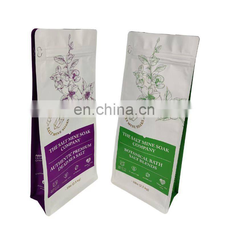 Custom printing Aluminum Foil ziplock bag Soap Sea Salt flat bottom pouch Packaging Bag with Own Logo Mylar bag for sea salt