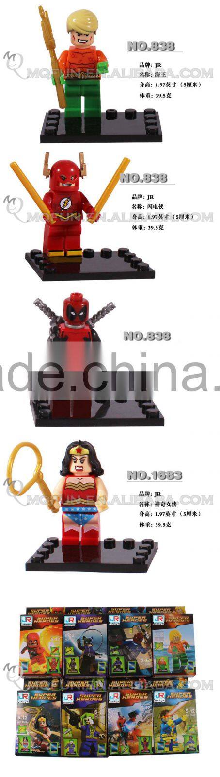 Mini Qute JR 8pcs/set Marvel Avenger Spiderman Batman super hero boys building block action figures educational toy NO.838