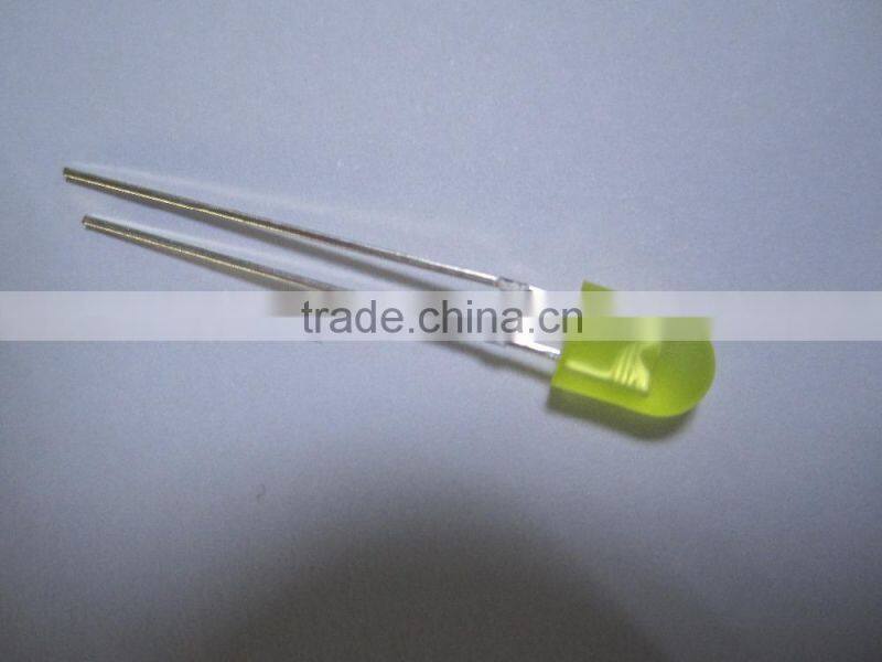 590nm - 595nm Color Diffused yellow green Oval led 5mm diode