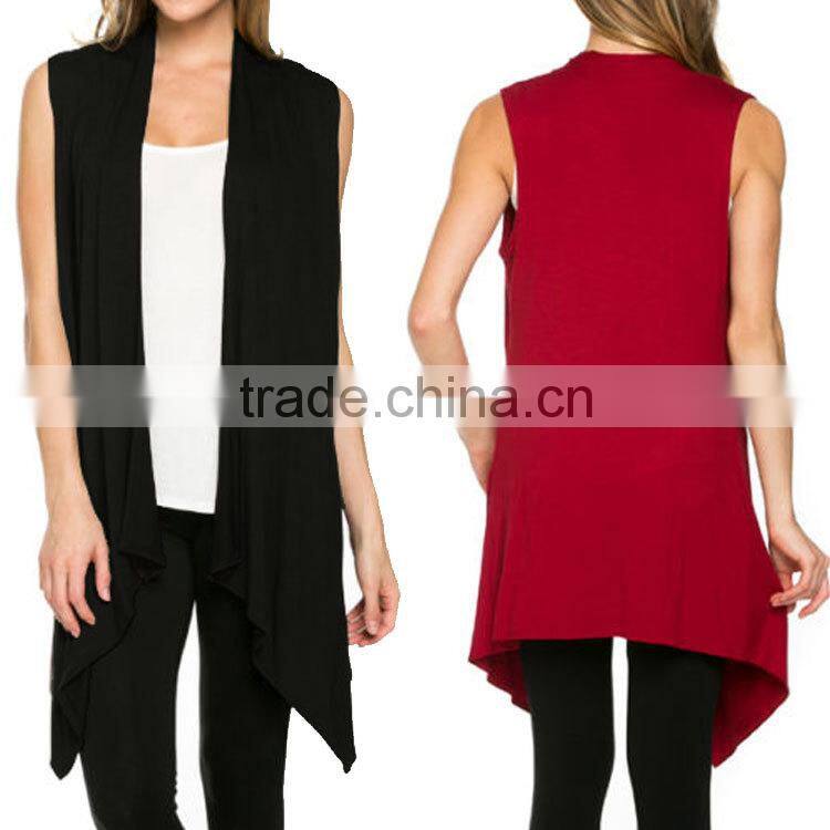 2015 fashion plus size solid color sleeveless knit waistcoat cardigan jacket women's clothing coats