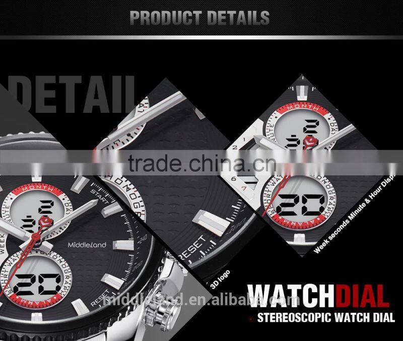 Stainless Steel Band Men's Quartz Watches Business Casual Men's big Crown Men's Wristwatches MIDDLELAND 8018