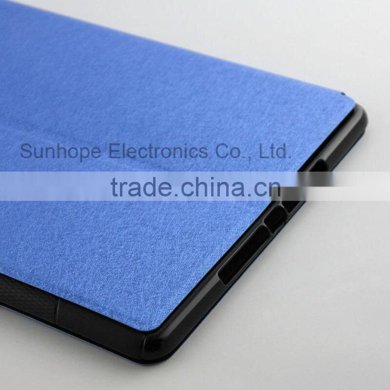 Silk grain metal buckle card slot PU leather cover case for Apple for ipad 6 air 2