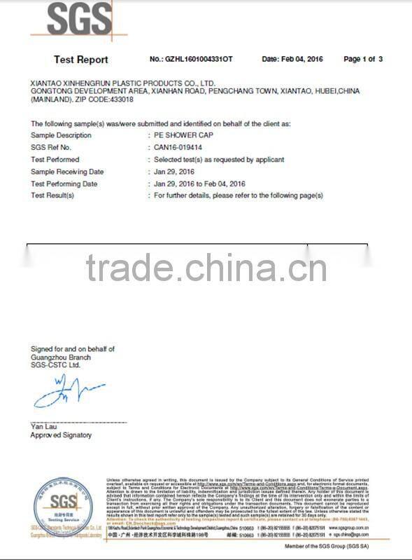 Professional factory wholesale disposable LDPE plastic shower cap for hotel use