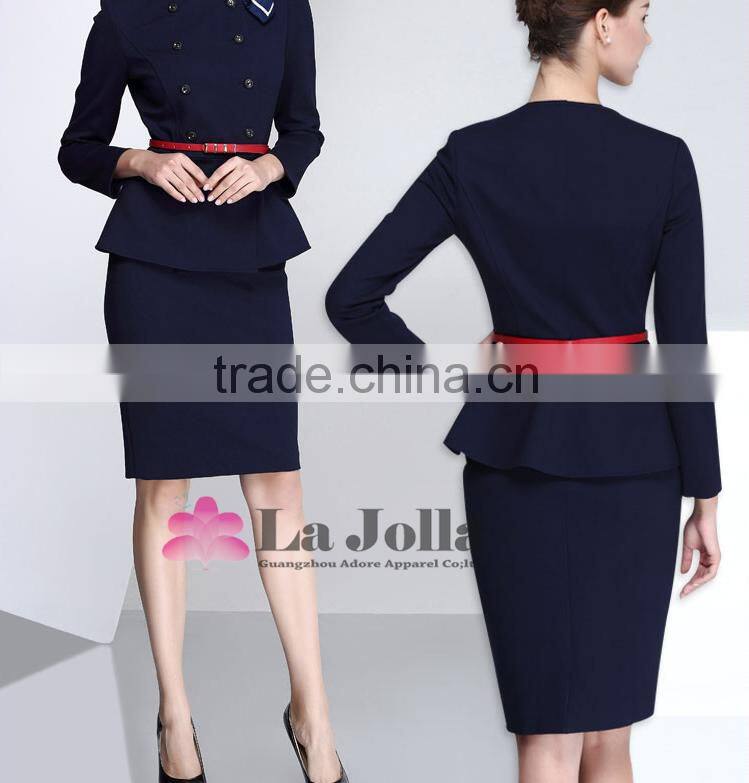 Lady airline stewardess uniform design beauty office uniform for women