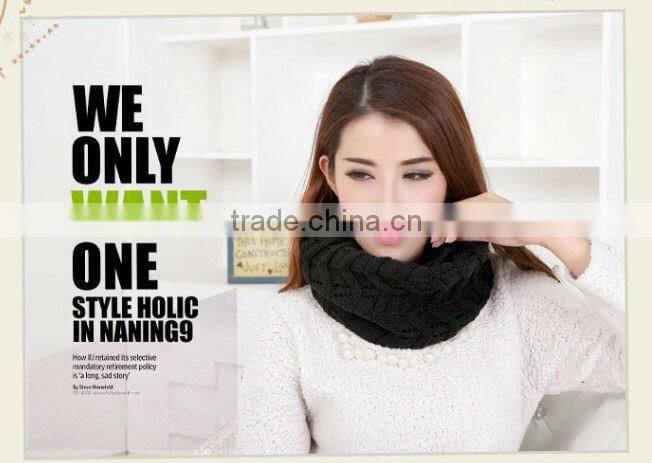 Winter Knitted Chevron Women Round Neck Loop Circle Scarf