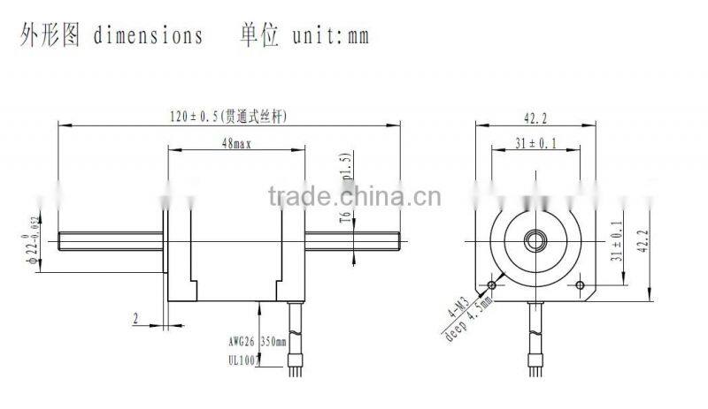 non-captive shaft motor step motor lead screw acme motor with shaft Tr8*8 ,3d printer for in and cnc glass hobbyist