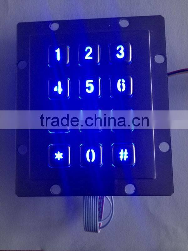 Backlight 12 keys 3x4 metal keypad
