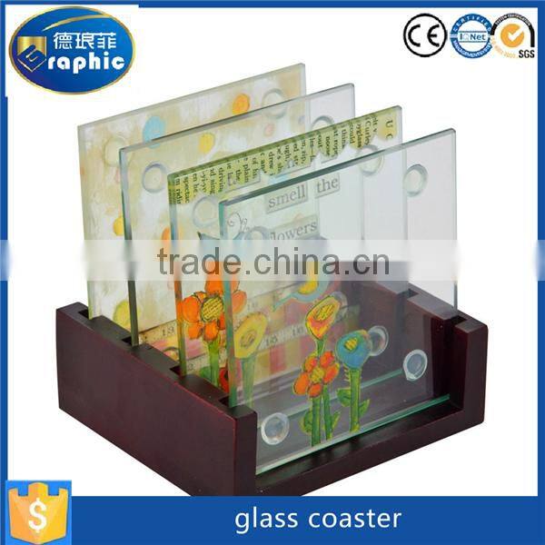 Wholesale unbreakable and recycled gift decorative glass coasters for drink