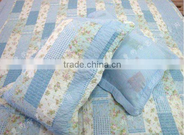 blue patchwork quilt