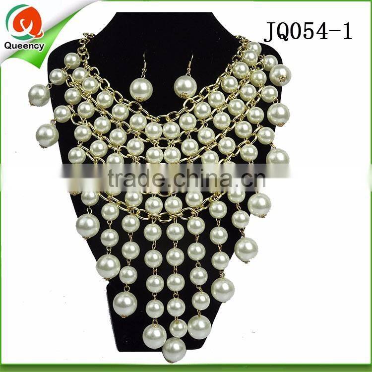 2016 hot sale african jewelry sets black beaded necklace pearls necklace for wedding party