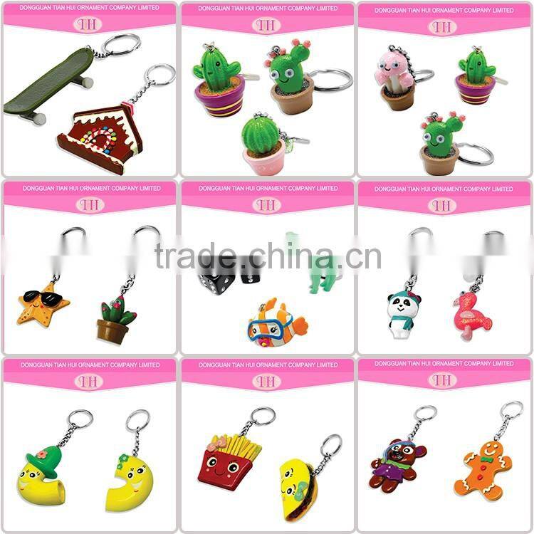 Simlpe fancy mini plant designs resin material waist metal key chain custom