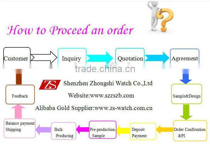 2015 new design stainless steel watch genuine leather strap watch