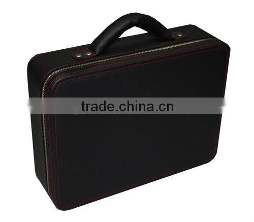 Elegant 10 piece black Leather portable watch box